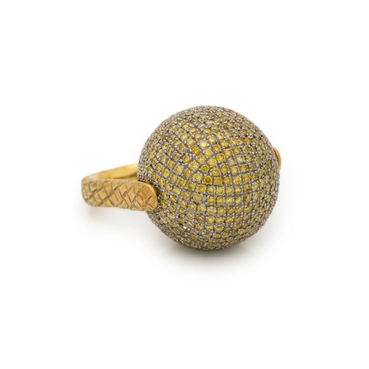 Bottega Veneta Post-1980s 18KT Yellow Gold Yellow Diamond Sfera Ring side