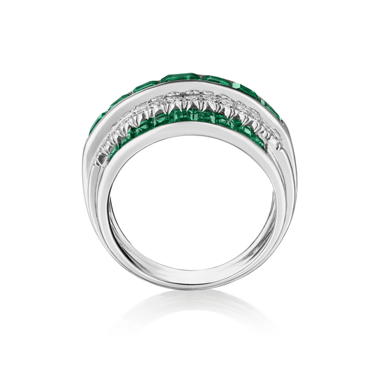 1950s Platinum Emerald & Diamond Ring profile