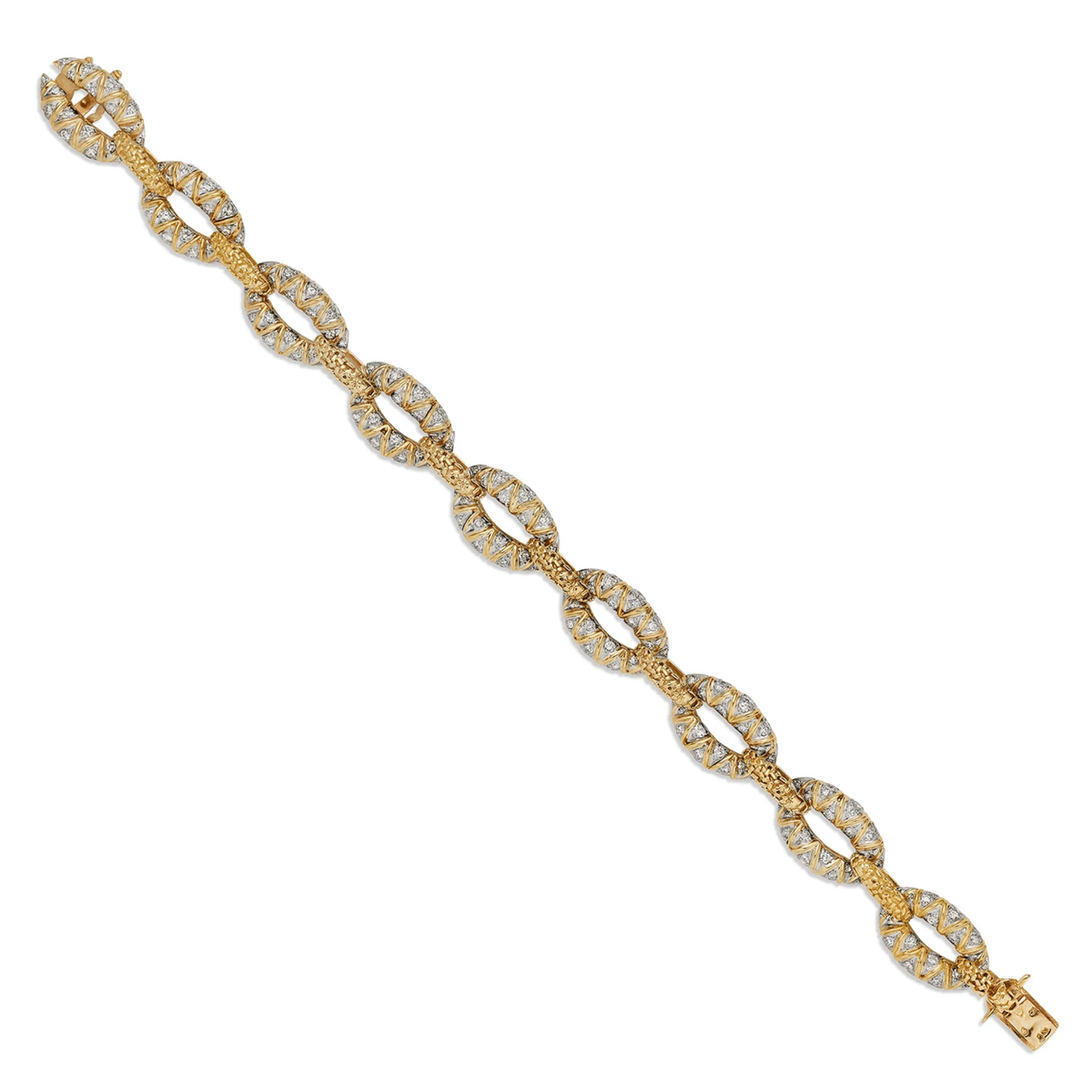 Van Cleef & Arpels Paris 1970s Platinum & 18KT Yellow Gold Diamond Bracelet front