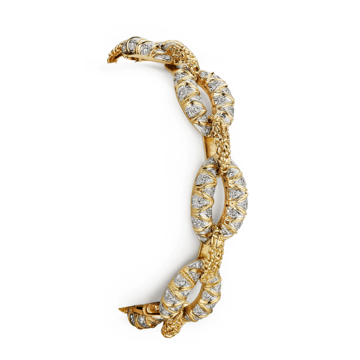 Van Cleef & Arpels Paris 1970s Platinum & 18KT Yellow Gold Diamond Bracelet 