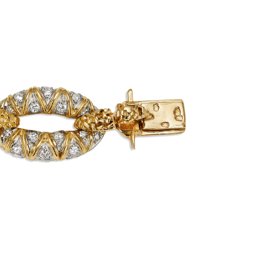 Van Cleef & Arpels Paris 1970s Platinum & 18KT Yellow Gold Diamond Bracelet clasp