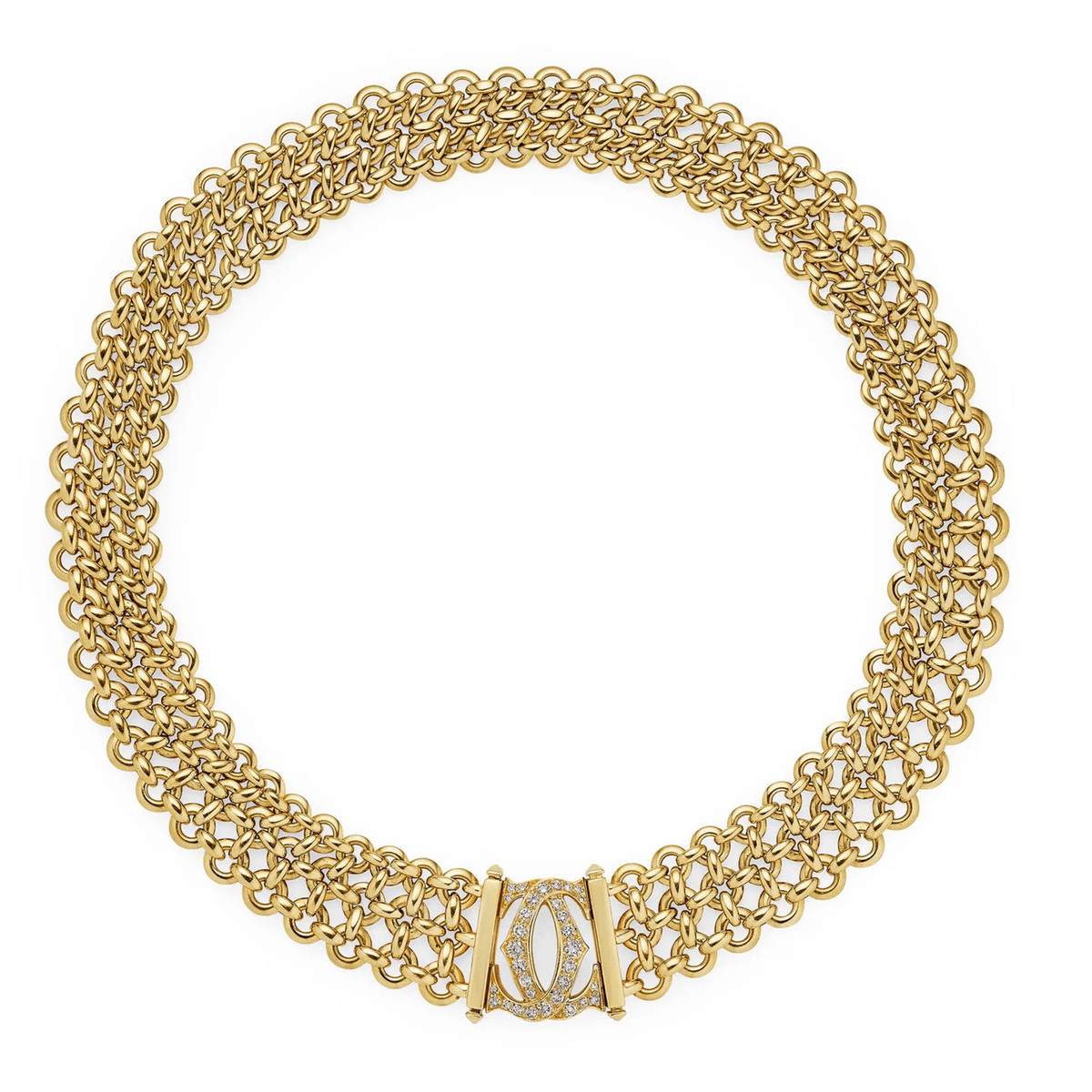 Cartier Paris 1980s 18KT Yellow Gold Diamond Penelope Necklace front