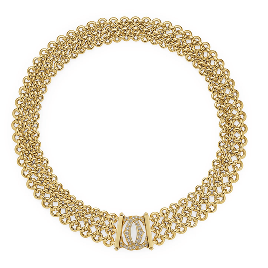 Cartier Paris 1980s 18KT Yellow Gold Diamond Penelope Necklace front