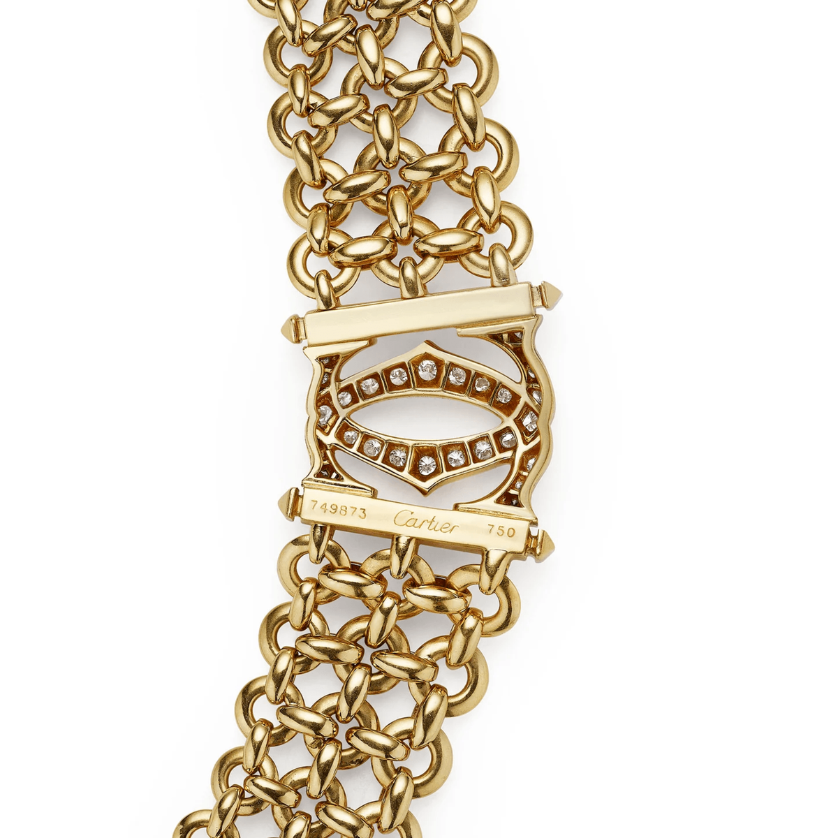 Cartier Paris 1980s 18KT Yellow Gold Diamond Penelope Necklace signature