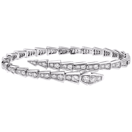 Bulgari Post-1980s 18KT White Gold Diamond Bracelet fornt
