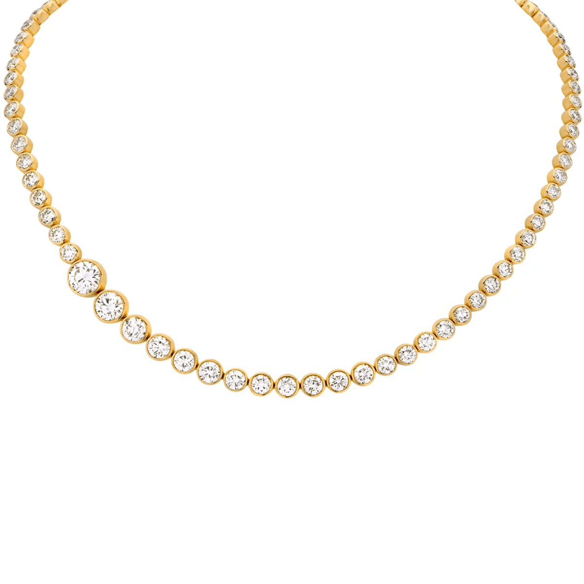 Contemporary 18KT Yellow Gold Diamond Necklace front