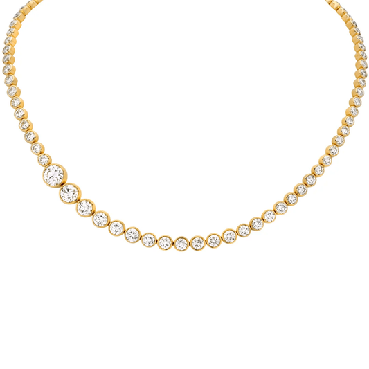Contemporary 18KT Yellow Gold Diamond Necklace front