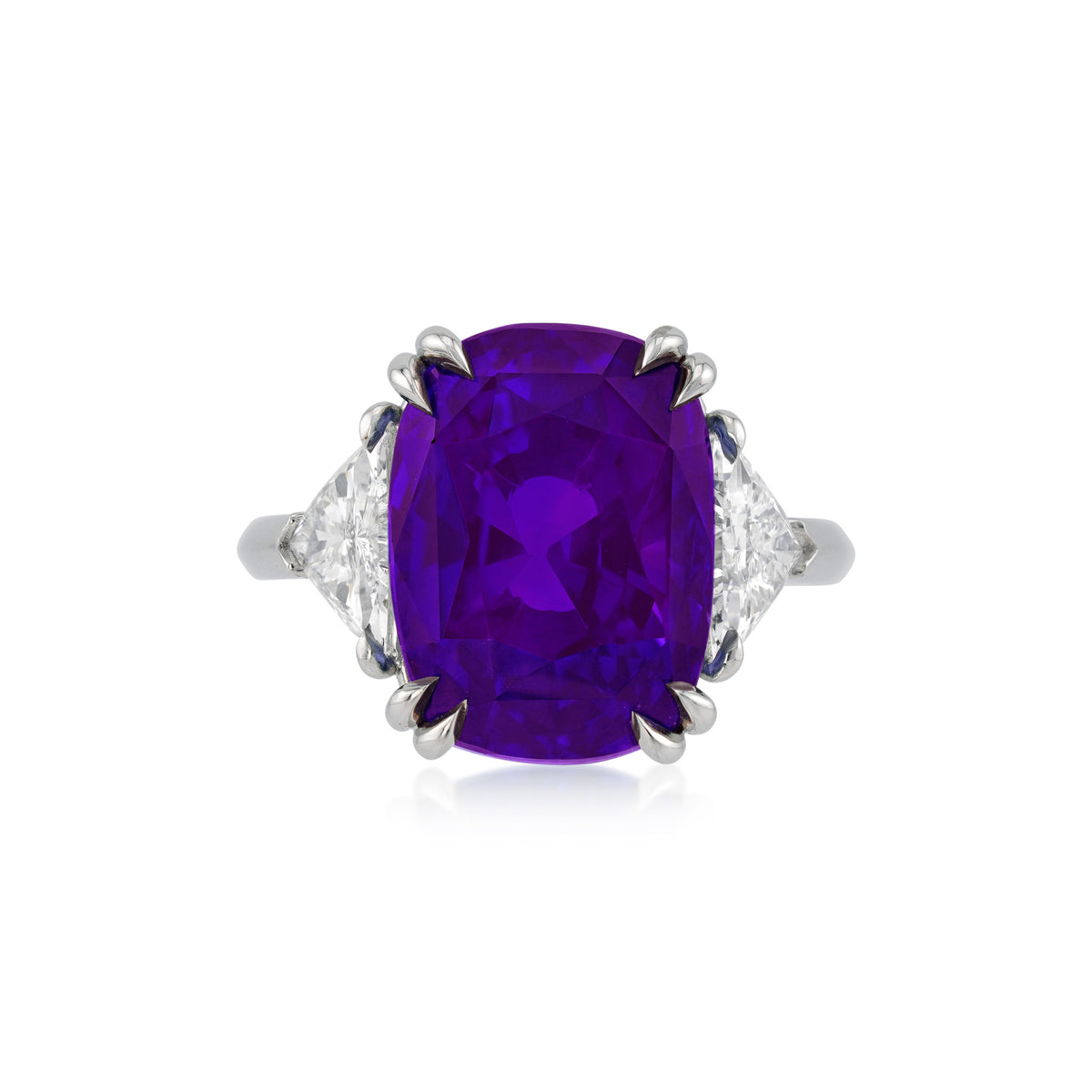 1980s Platinum Sapphire & Diamond Ring front