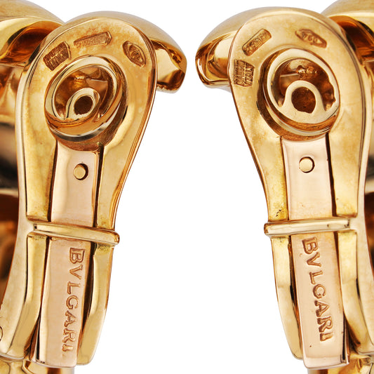 Bulgari 1980s 18KT Yellow Gold Cultured Pearl Earrings signature