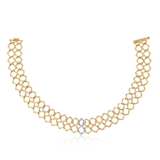 Tiffany & Co. 1980s 18KT Yellow Gold Diamond Necklace front