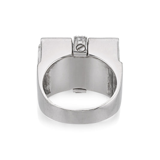 David Webb Post-1980s Platinum & 18KT White Gold Rock Crystal & Diamond Ring back