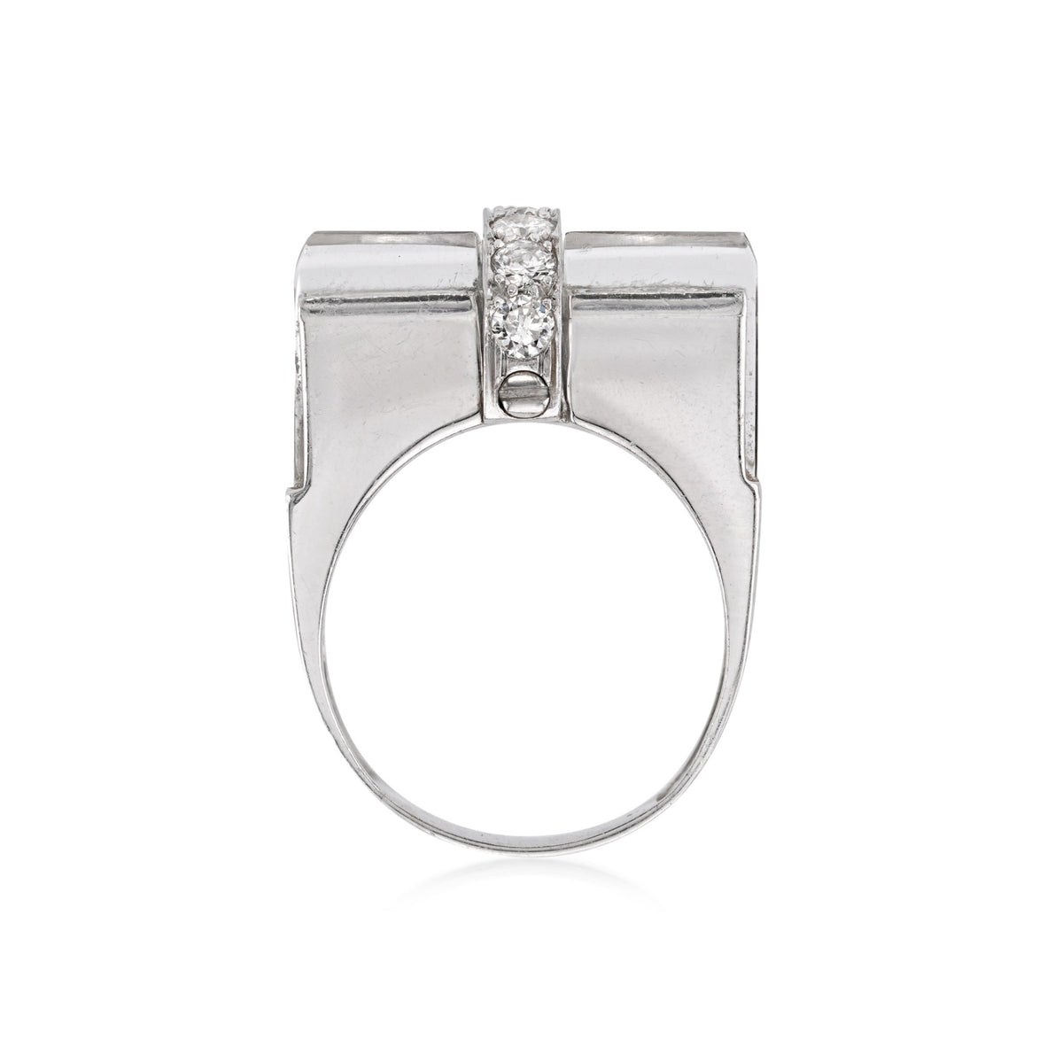 David Webb Post-1980s Platinum & 18KT White Gold Rock Crystal & Diamond Ring profile