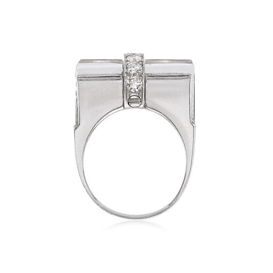 David Webb Post-1980s Platinum & 18KT White Gold Rock Crystal & Diamond Ring profile