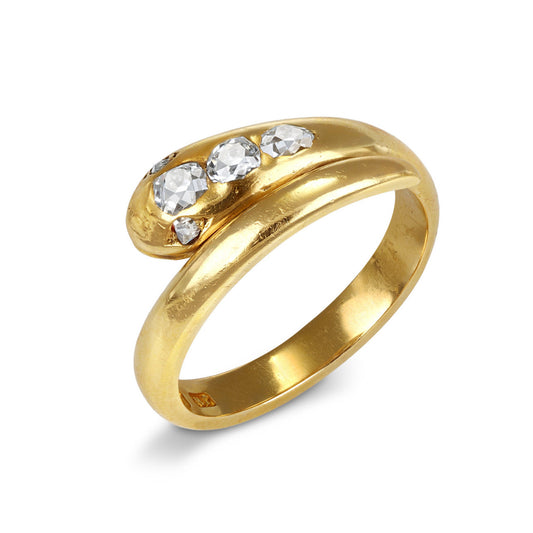 English Victorian 18KT Yellow Gold Diamond Snake Ring profile