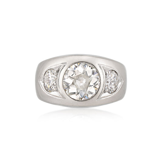 1980s 14KT White Gold Diamond Ring front