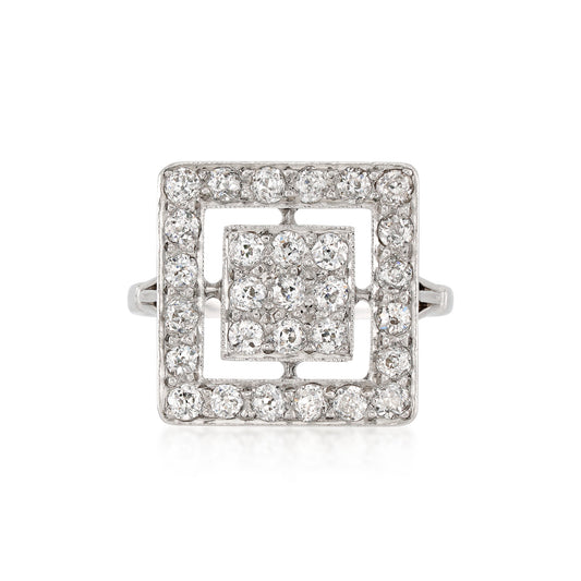 Art Deco Platinum Diamond Ring front
