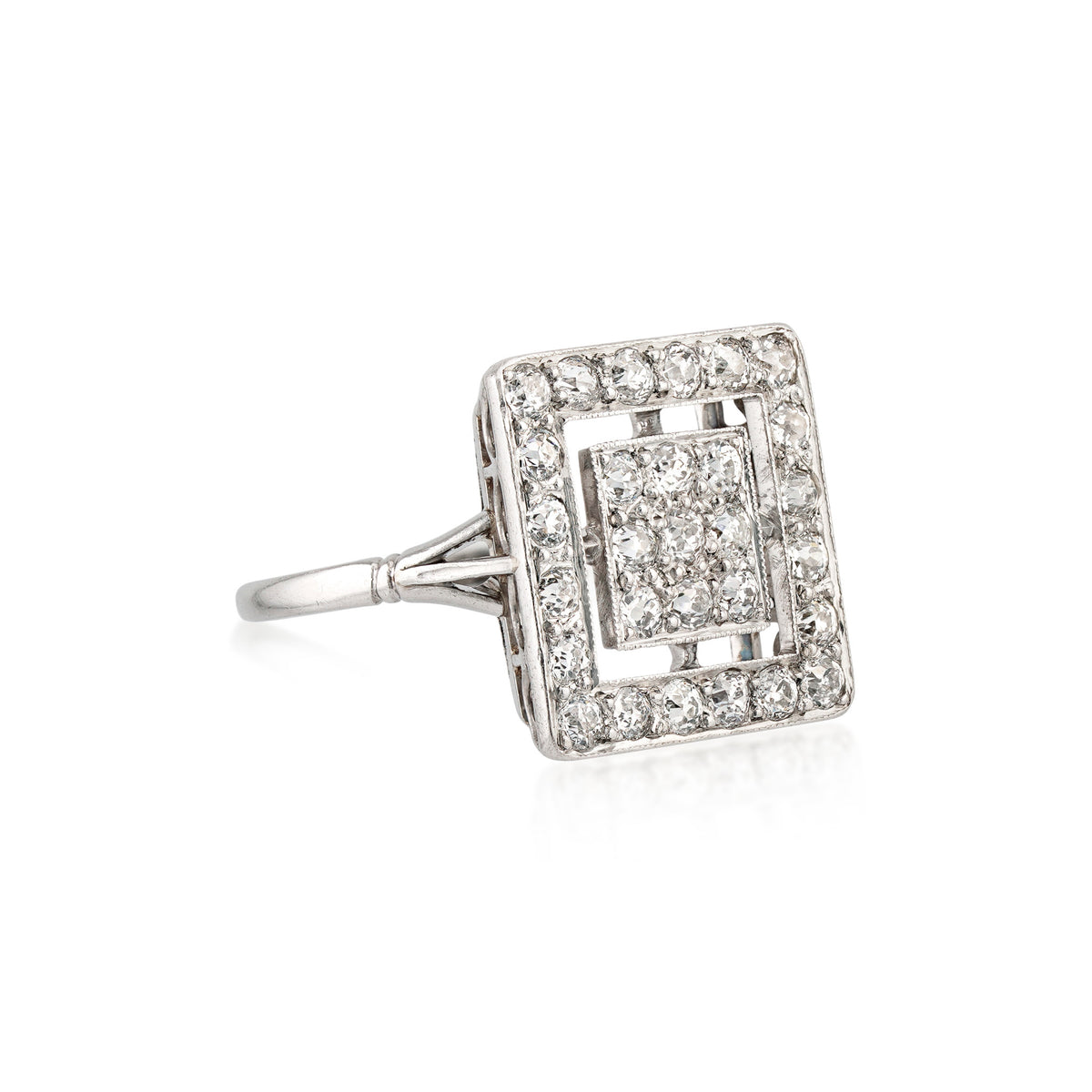 Art Deco Platinum Diamond Ring front