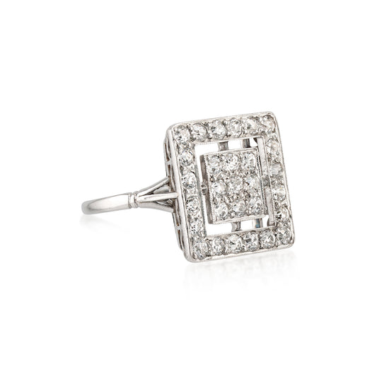 Art Deco Platinum Diamond Ring front