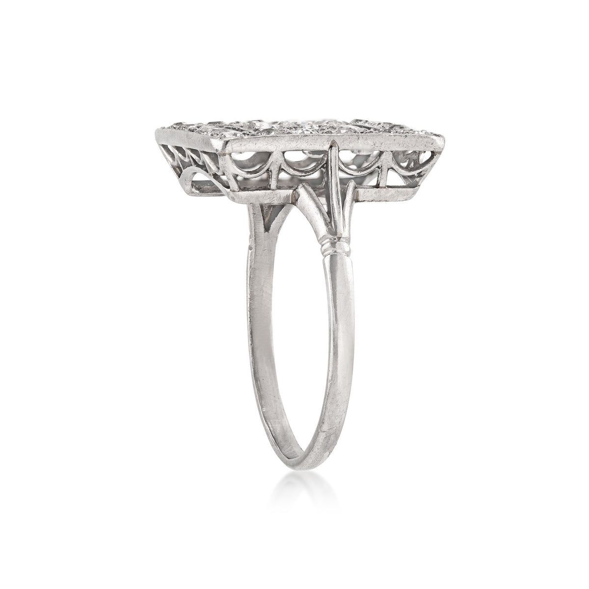 Art Deco Platinum Diamond Ring side
