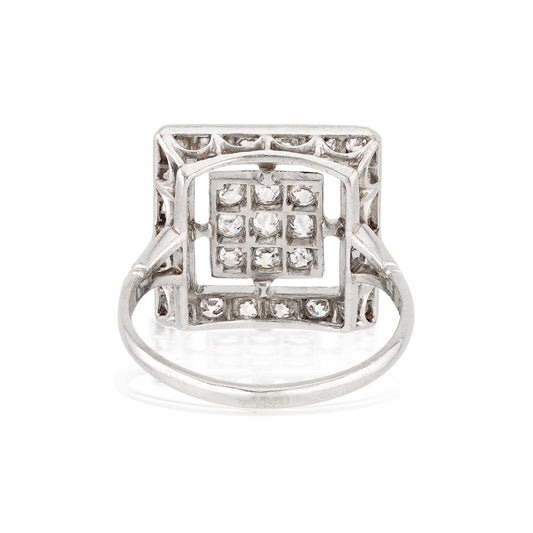 Art Deco Platinum Diamond Ring back