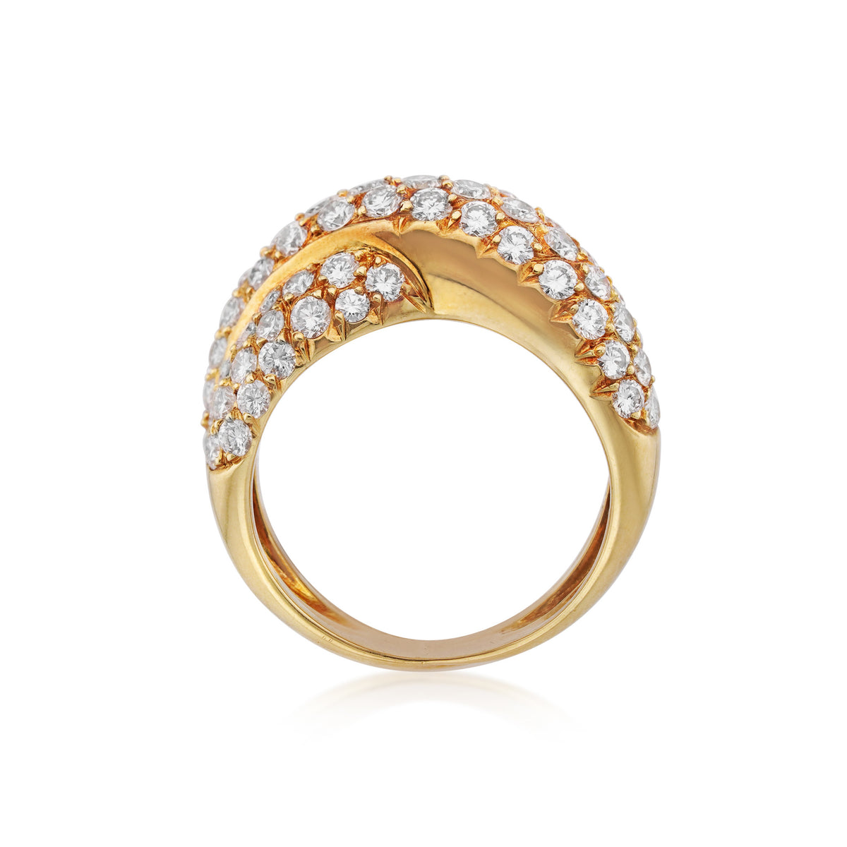 Van Cleef & Arpels Paris 1980s 18KT Yellow Gold Diamond Crossover Ring profile