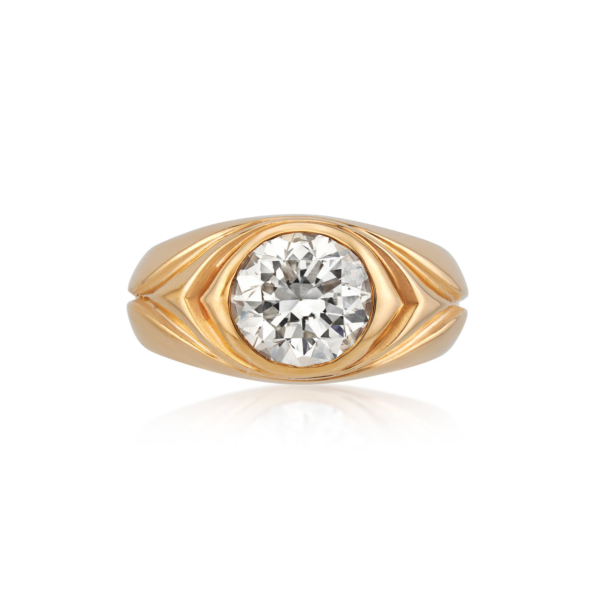 Retro 18KT Yellow Gold Diamond Ring front
