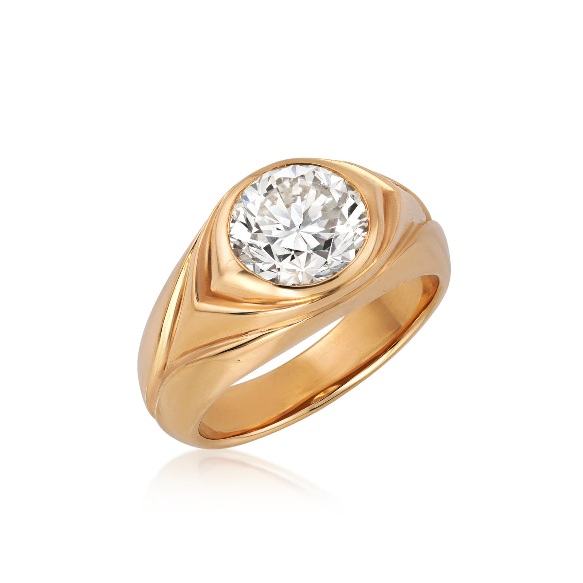Retro 18KT Yellow Gold Diamond Ring front