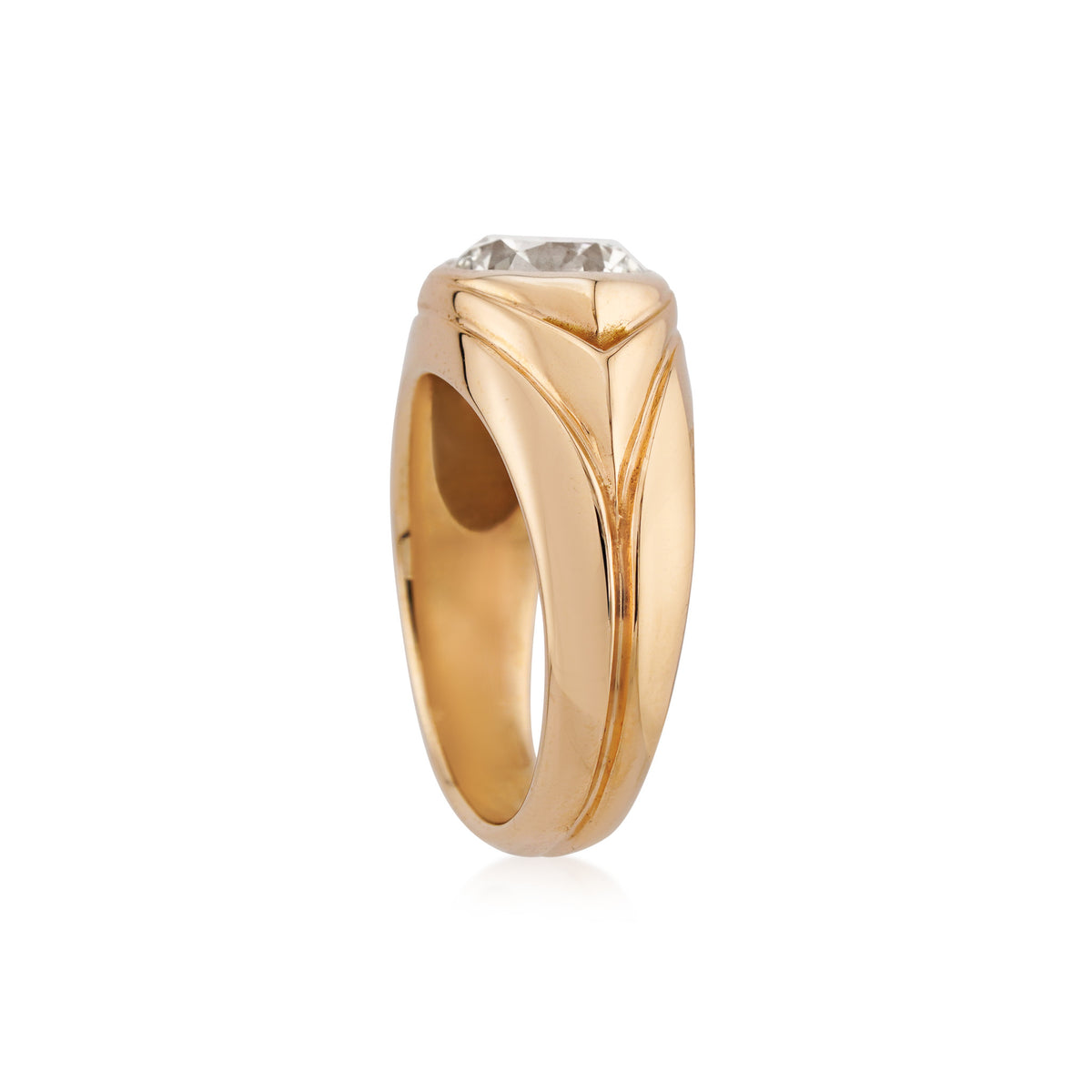 Retro 18KT Yellow Gold Diamond Ring side
