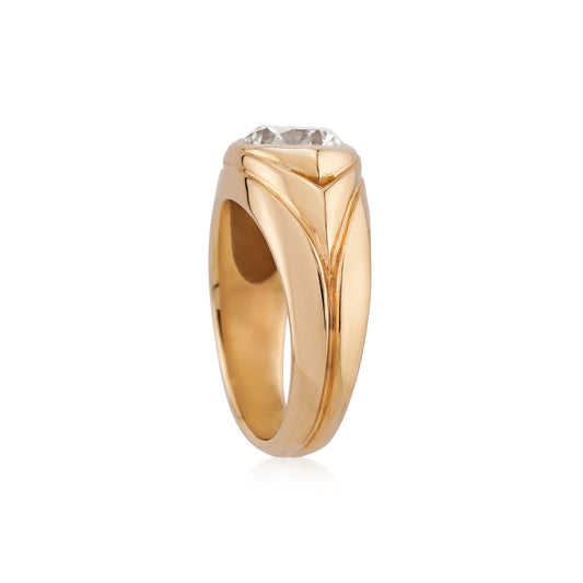 Retro 18KT Yellow Gold Diamond Ring side