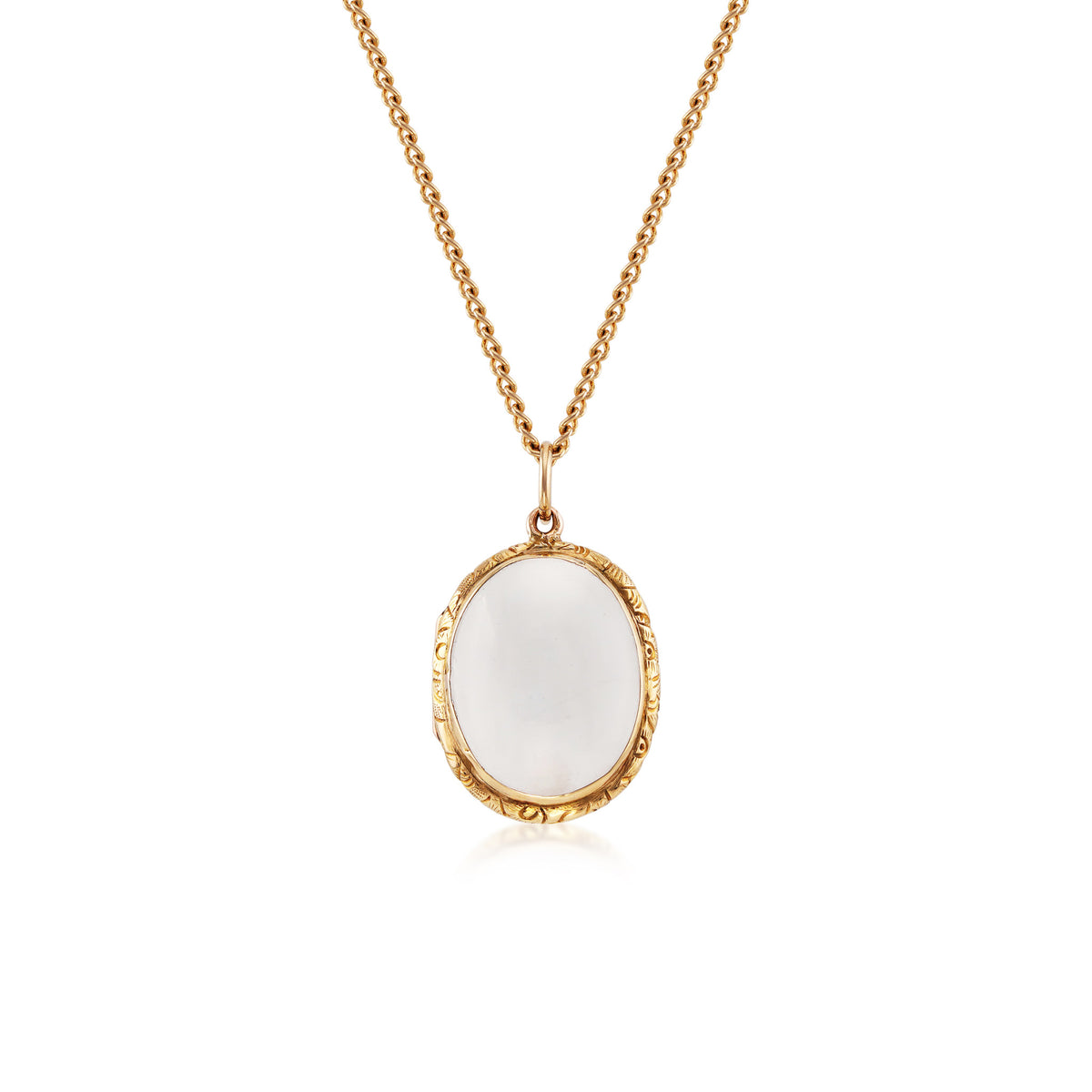 Victorian 14KT Yellow Gold Quartz Locket Necklace front