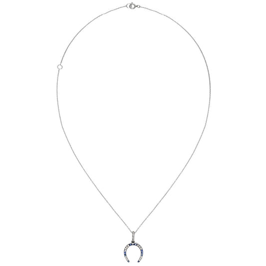 Lacloche Freres Paris Art Deco Platinum Sapphire & Diamond Horseshoe Necklace front