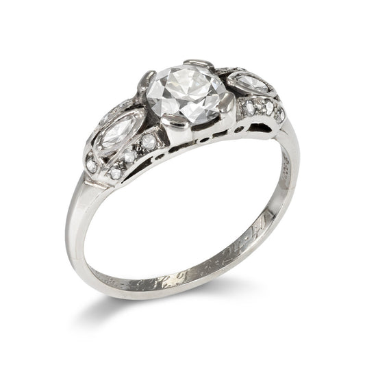 Axel Brothers American 1940s Platinum Diamond Ring front