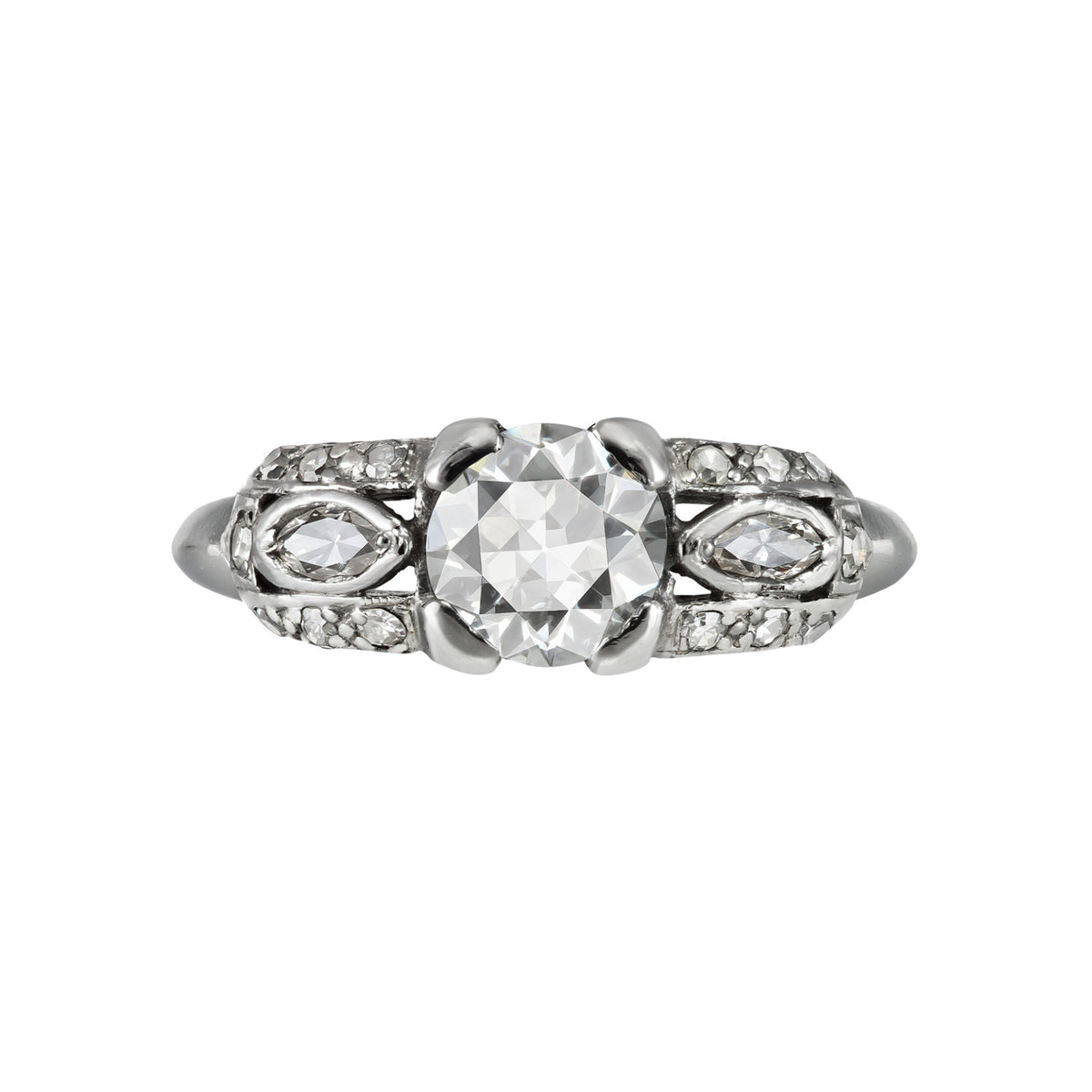 Axel Brothers American 1940s Platinum Diamond Ring front
