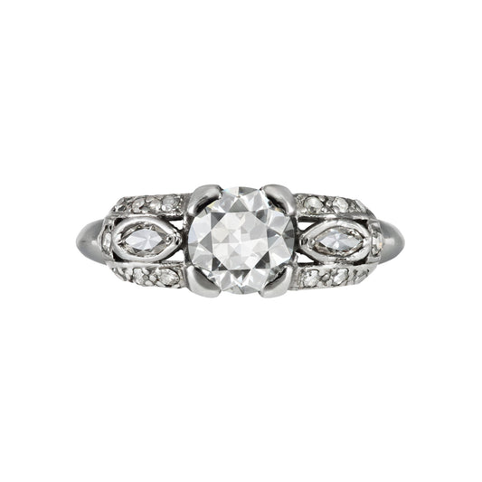 Axel Brothers American 1940s Platinum Diamond Ring front