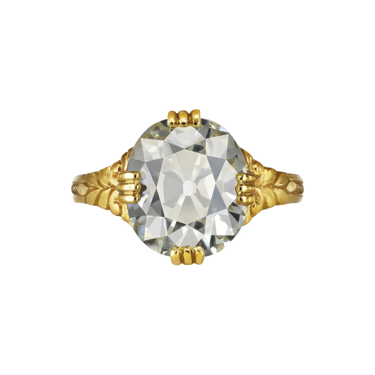 English Victorian 18KT Yellow Gold Diamond Ring front