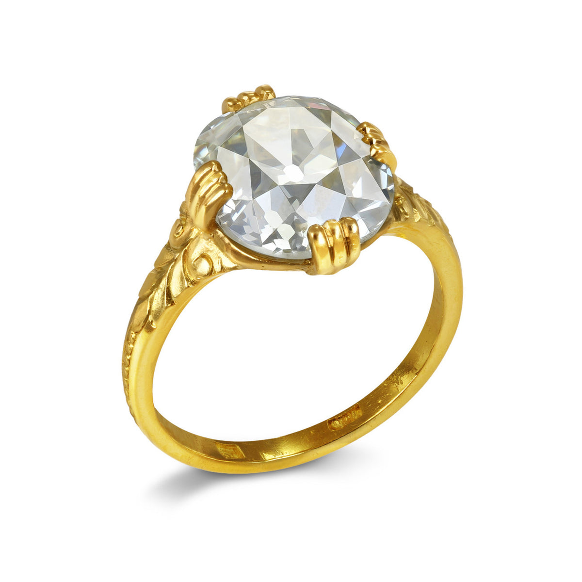 English Victorian 18KT Yellow Gold Diamond Ring front