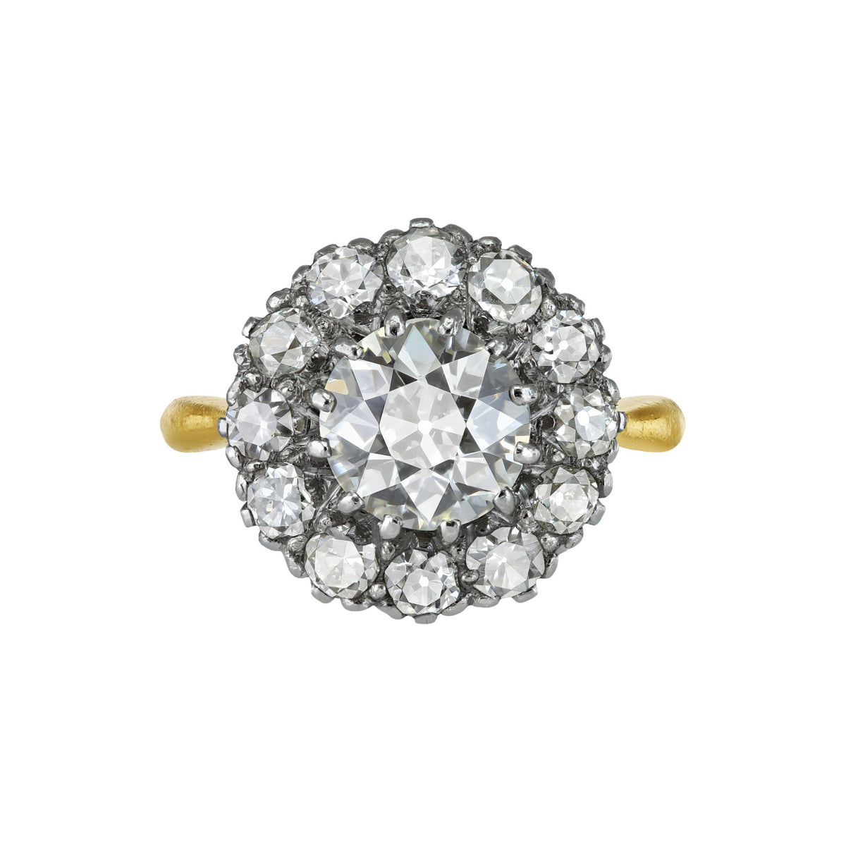 Edwardian Platinum & 18KT Yellow Gold Diamond Ring front