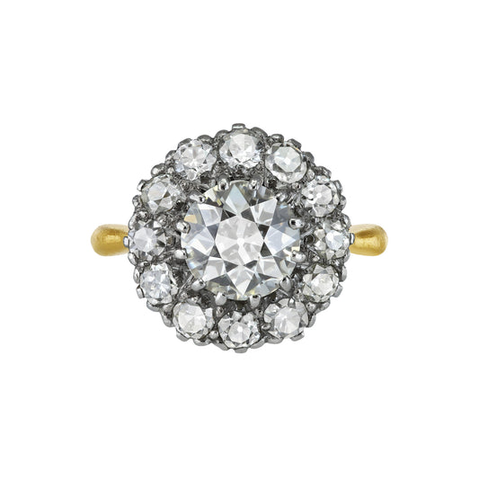 Edwardian Platinum & 18KT Yellow Gold Diamond Ring front