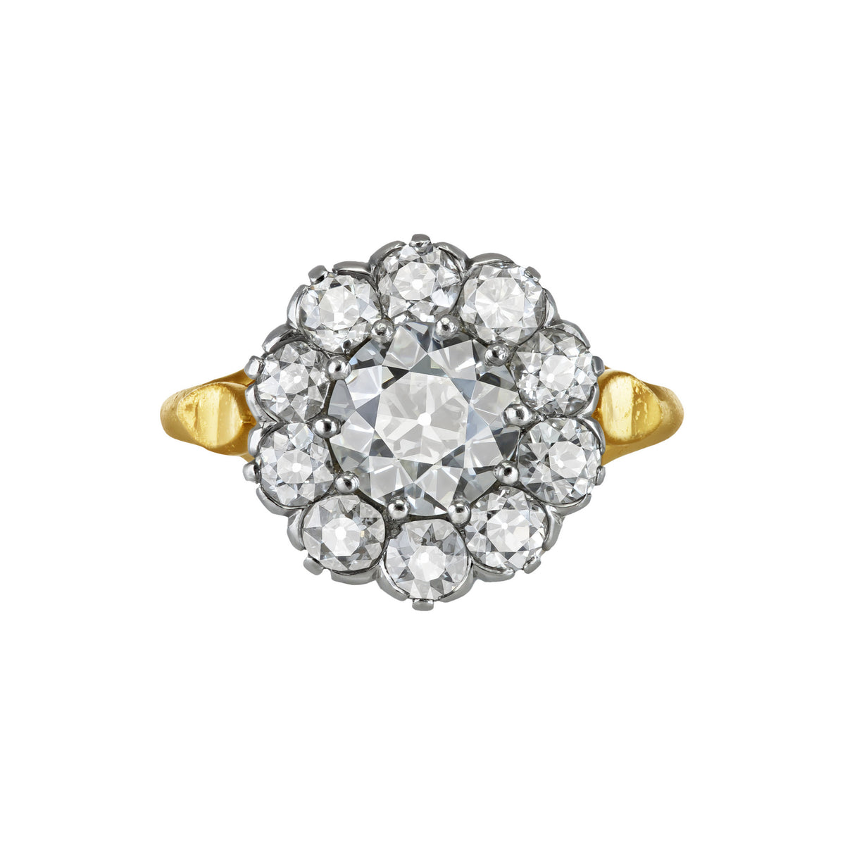 Edwardian Platinum & 18KT Yellow Gold Diamond Ring front