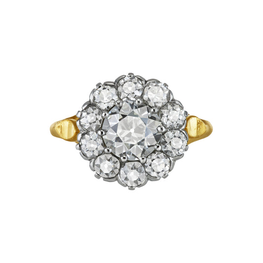 Edwardian Platinum & 18KT Yellow Gold Diamond Ring front