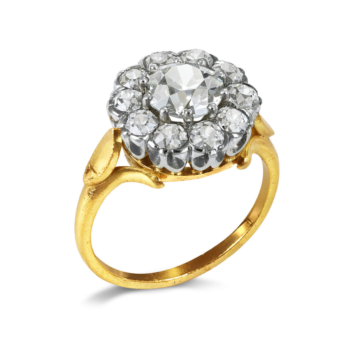 Edwardian Platinum & 18KT Yellow Gold Diamond Ring front