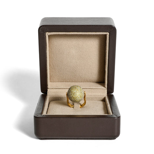 Bottega Veneta Post-1980s 18KT Yellow Gold Yellow Diamond Sfera Ring in box