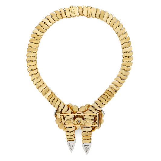 Boucheron Paris Retro Platinum & 18KT Yellow Gold Diamond Necklace back