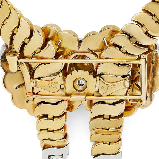 Boucheron Paris Retro Platinum & 18KT Yellow Gold Diamond Necklace signature