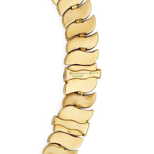 Boucheron Paris Retro Platinum & 18KT Yellow Gold Diamond Necklace signature