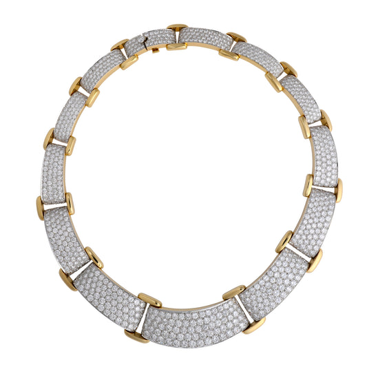 David Webb Post-1980s Platinum & 18KT Yellow Gold Diamond Necklace front