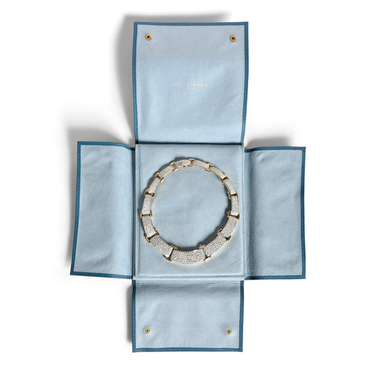 David Webb Post-1980s Platinum & 18KT Yellow Gold Diamond Necklace in box