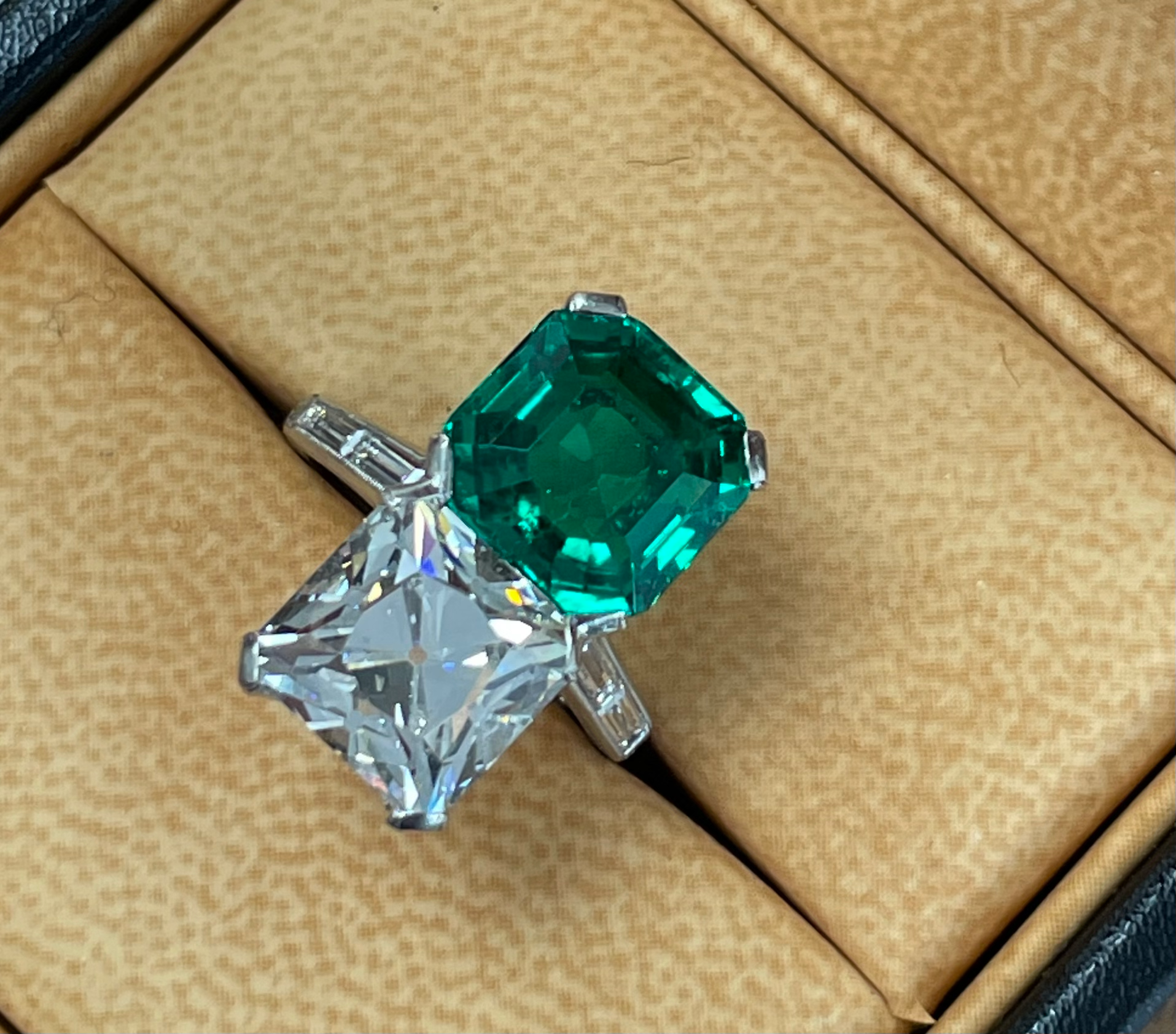 emerald and diamond engagement ring from Richard Buonomo
