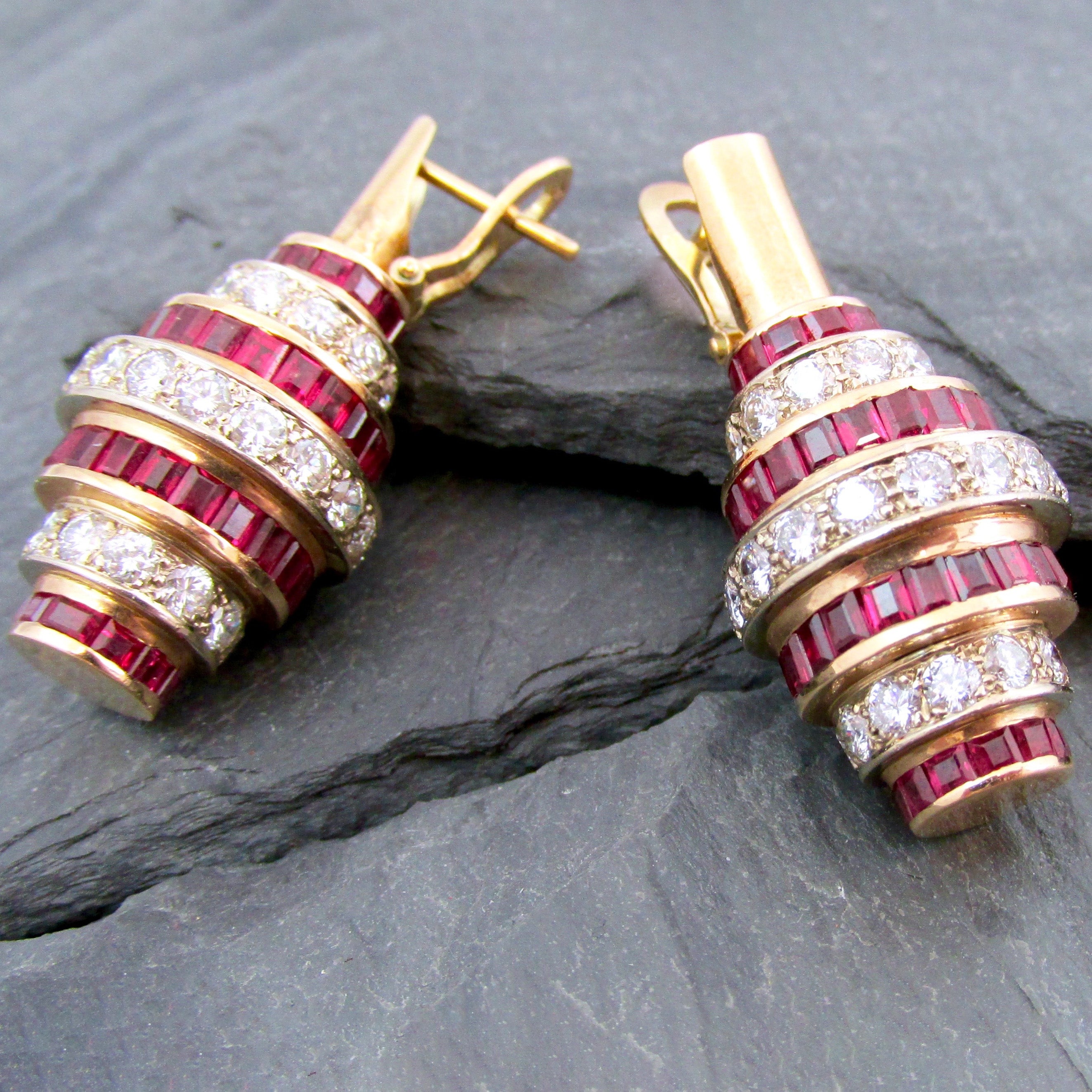 vintage gold ruby earrings from Oltuski Brothers