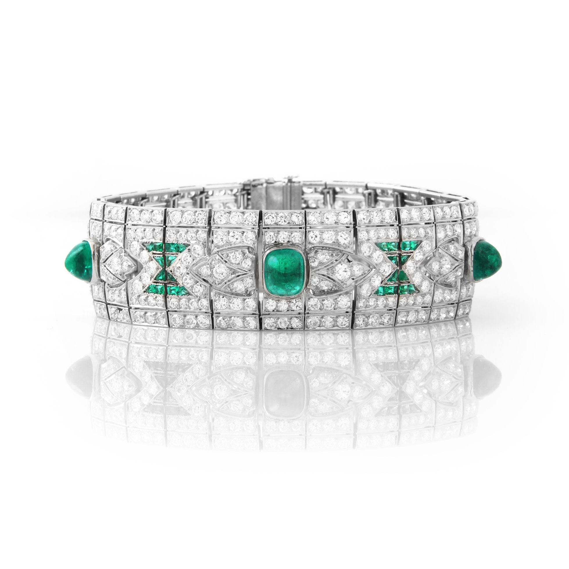 Art Deco Platinum Emerald & Diamond Bracelet